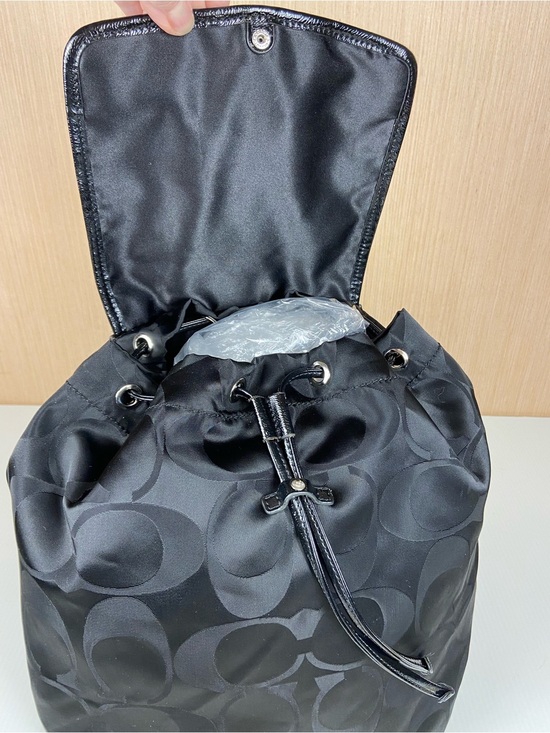 Coach Black Tonal Signature Nylon Backpack Drawstring Flap Bag F77350 main image 11